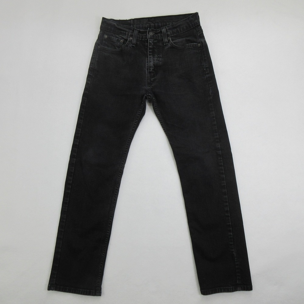 Levis Mens Jeans 27x27 (Tag W29 L30) Black 505 Regular Straight Stretch